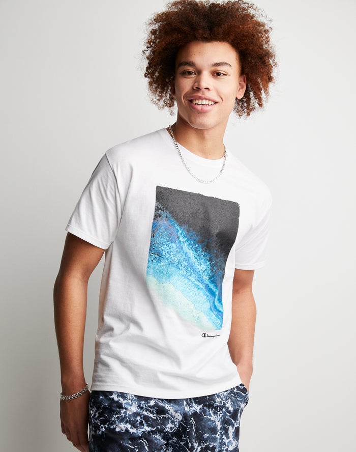 Champion Mens T-Shirt NZ - Classic Graphic Shoreline White ( 2157-EHSPA )